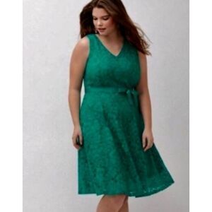Lane Bryant Fit & Flare Lace Sleeveless Dynasty Green Plus Size 24